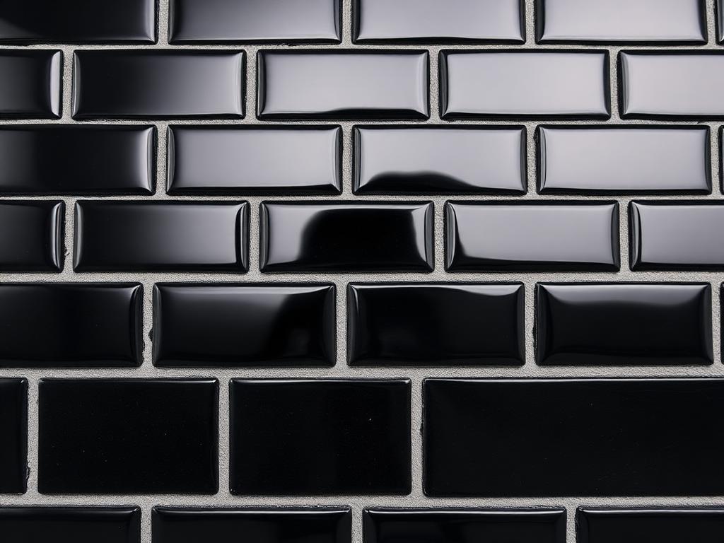Ink Black Gloss Kitchen Tile 75 — Gloss ceramic 75 x 300mm